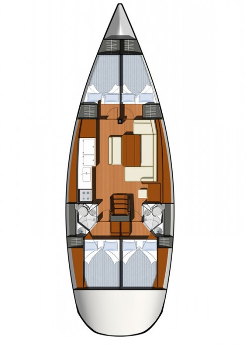 <b>Sun Odyssey 44i, 2009</b> - Sailing Monohull Yachts - Layout
