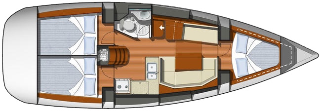 <b>Sun Odyssey 36i, 2011</b> - Sailing Monohull Yachts - Layout